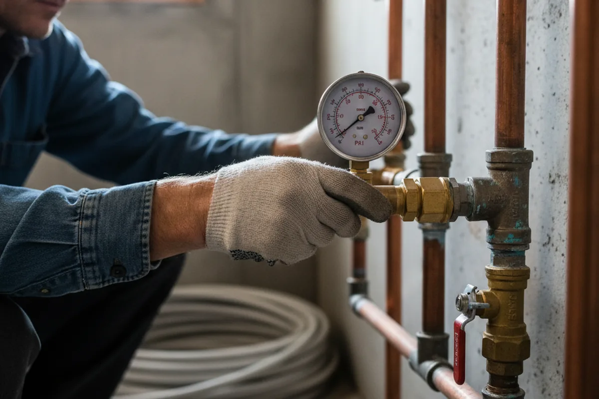 Pressure testing a repaired line during Water Line Repair in Southington